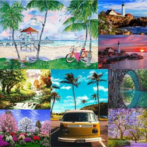 Diamond Painting Cross Stitch Scenery 5D Diamonds Mosaic Seaside Picture Rhinestones Full Drill Embroidery Painting Home Decor