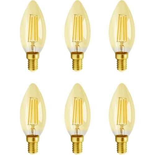 6pcs/Lot Filament Bulb C35 4W Retro Edison Bulb E14 Bombillas 220V-240V Vintage Lamp 2700K Home Decoration