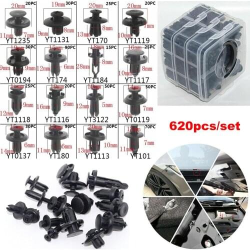620pcs Mixed Car Fastener Door Trim Panel Clips Auto Body Bumper Rivet Pin Retainer Push Engine Cover Fender