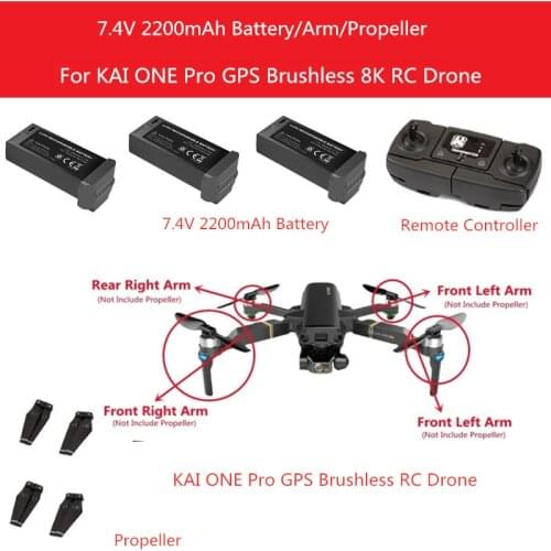 7.4V 2200Mah Battery Propeller Arm Motor USB Line For KAI ONE Pro GPS 8K RC Drone KAI One Accessories And Main Blades