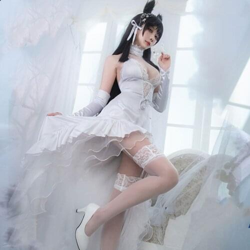 Azur Lane IJN Atago Wedding Dress Cosplay Costume White Dress Halloween Costume for Women Female Carnival Uniforms