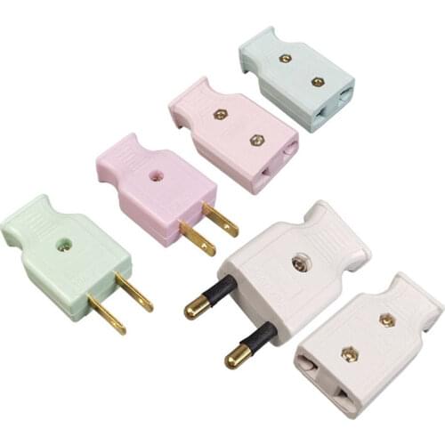 White 10A US Assemble Wiring Plug Adapter America 2Pole Power Cable Connector Thailand Female Male Electrical Socket Plug Type A