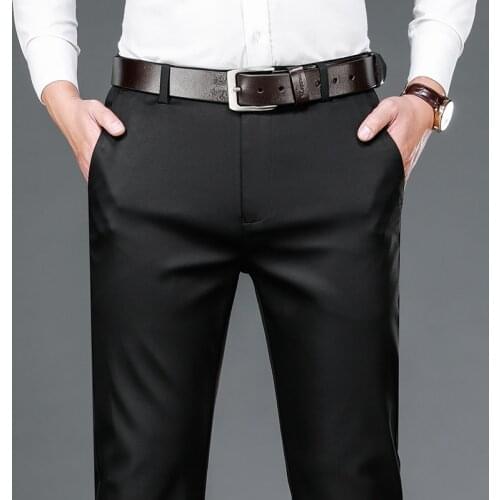 Brand Mens Casual Pants High Quality Business Classics Straight Fashion Black Blue Gray Work Trousers Male Mens casual pants