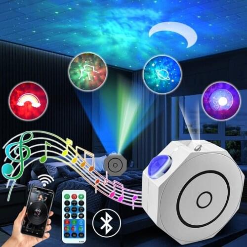 Colorful Galaxy Nebula Cloud Lamp Ocean Waves Starry Sky Projector Rotating Water Waving Night Light For Bedroom Atmosphere Lamp