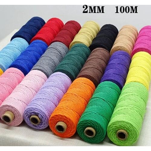 Colorful Macrame Cotton Cord Rope Twine Twisted Thread Sewing Crafts DIY Handwork Wedding Party Christmas Home Textile Decor