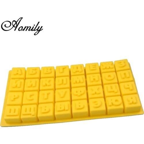 Aomily Russian Alphabet Mold DIY Silicone Cake Soap Mould Chocolate Candy Birthday Party Drcorating Ice Jelly Cake Bakeware Gift