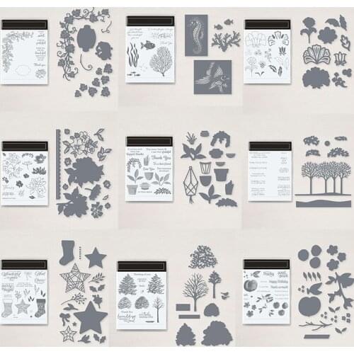 Cooking Tools Flowers Trees Stars Cats Sending Hugs Transparent Clear Stamps And Dies for DIY Scrapbooking Craft Cards 2021 New