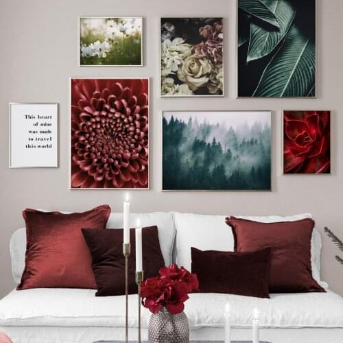 Canvas Painting Forest Rose Leaves Flower Plant Quotes Wall Art Nordic Posters And Prints Wall Pictures For Living Room Decor