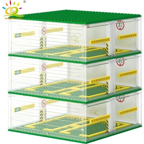 HUIQIBAO Garage Building Blocks City Speed Champions Racing Car Barn Sport Truck Super Racers Figures Bricks Children Toys