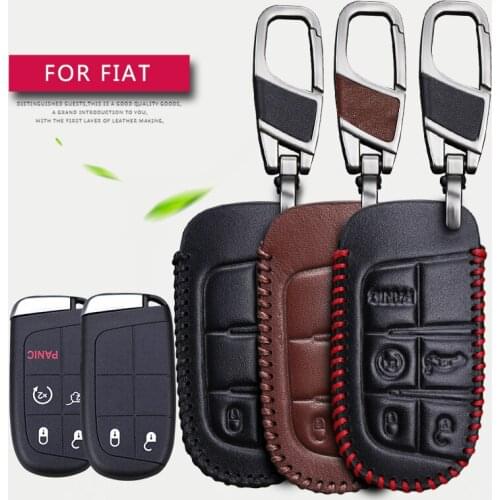 Leather Car Key Case Cover For Fiat 500 Panda Stilo 500x Grande Tipo Punto Egea Ducato Doblo Linea Key Ring Shell Accessories