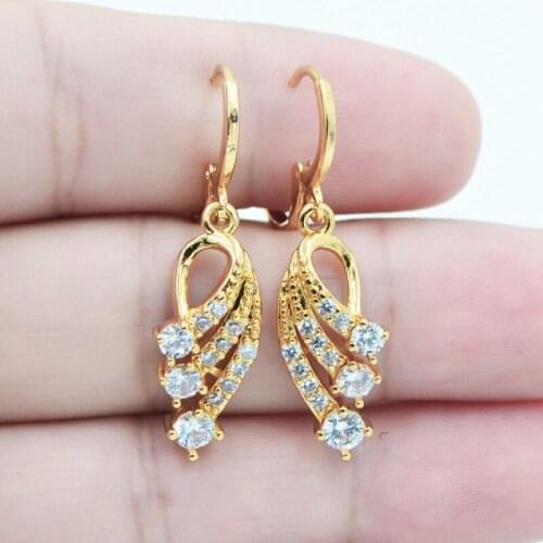 Wings Zircon Earrings for Women Simple AAA Cubic Zirconia stud Earrings Vintage Fashion Gold Color Crystal Stone Wedding Jewelry