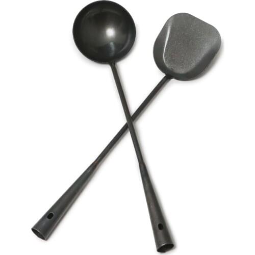 Wok cooking spatula soup spoon handle iron spoon chef household scoop spoon set