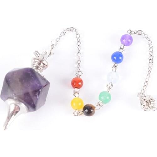 Multifaceted Natural Stone Pendulum for Dowsing Divination Healing Pink Quartz White Crystal Pendant Women Men Jewelry D813