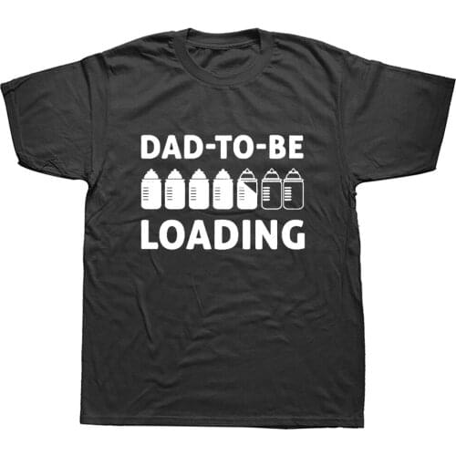 Dad To Be Loading Father Daddy Expecting Baby T Shirt Men Summer Short Sleeve Cricket Player T-Shirt Cotton Tees Black