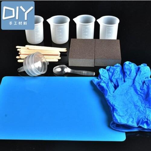 DIY Tool Set Gloves silicone measuring cup frosted block stir bar powder spoon funnel table mat seven-piece material package