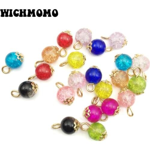New 10pieces/bag 8mm Candy Color Round Frosting Crystal Crack Beads Charms for DIY Bracelet Necklace Jewelry Accessories