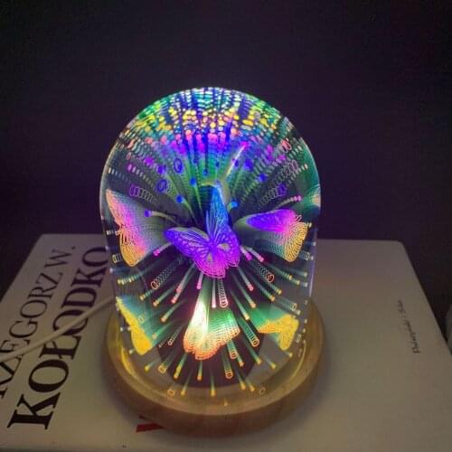 Fire tree and silver lamp 3D glass cover lamp Nordic LED decorative Nightlight romantic star lamp 3D glass lamp