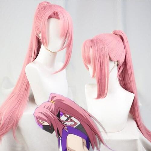 Anime SK Cherry Blossom Cosplay Wig Long Straight Pigtail Pink Ponytail Heat Resistant SK8 the Infinity SK Eight