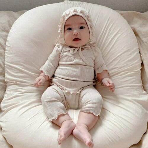 Baby Girl Pajamas Kid Solid Ruffled Long Sleeves Homewear Baby Clothing Set Cotton Nightwear Boy Pajamas Set Children Sleepwear
