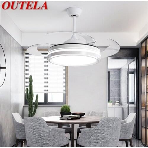 OUTELA Ceiling Fan With Lights Remote Control 3 Colors LED Decorative For Home Living Room Dining Room Bedroom Restaurant