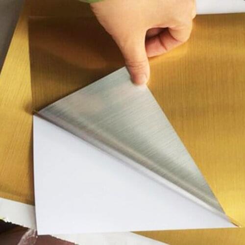 Custom order wire drawing style gold color label sticker, luxurious appearance benchdraw surface, Item No. CU56