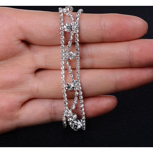 Hot Sale Multiple Styles Fashion Crystal Rhinestone Shine Bracelets For Women Couple Girlsfriend Bangles Wedding Bridal Gifts