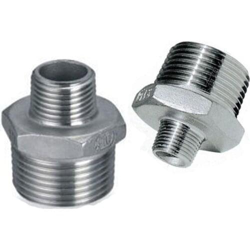 1/2"x1/4" Hex Nipple Threaded Reducer Male x Male Pipe Fittings Stainless Steel SS304