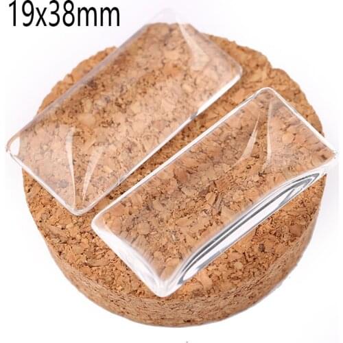Reidgaller 5pcs 19x38mm rectangle flat back transparent clear glass cabochons diy jewelry findings thickness 6mm