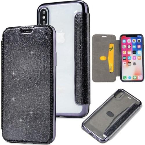 15PCS Luxury Flip Glitter Phone Case For iPhone X Protective Cover For iPhone 10 Hard PC Cases Coque