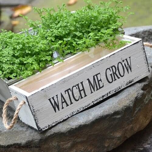 Handcrafted Shabby Vintage White Solid Small Wooden Planter Box