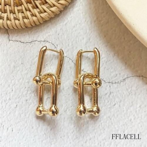 2020 New Punk Style Exaggerated Thick Chain Pendant Earrings U-shaped Earrings Jewelry Party Gift