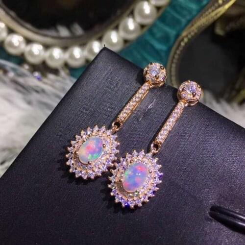 OPal Earrings Natural And Real Opal Earring 925 Sterling Silver for Women Earring