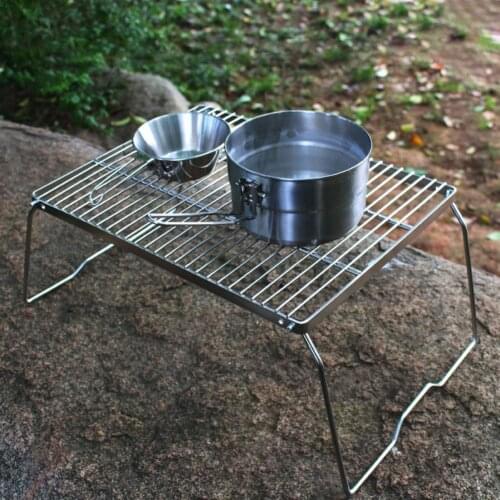 Stainless Steel Folding Barbecue Grill Portable Easy to Clean Foldable Antioxidant Silver Burning Table Outdoor Picnic Barbecue