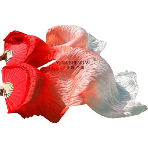 Hot Sell Cheap 1pair/1pc Kids Women Belly Dancing Fan Veils Gradient Color Dancer Practice Imitation Silk Fan Long 120/150/180cm