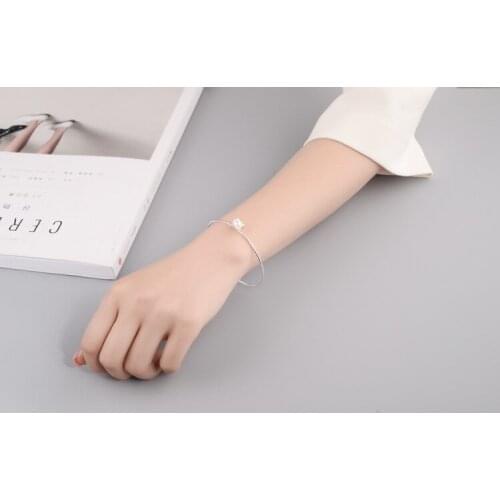 S925 sterling silver jewelry with simple flower opening ajustable pearl braceletfor for women birthday party gifts wholesale