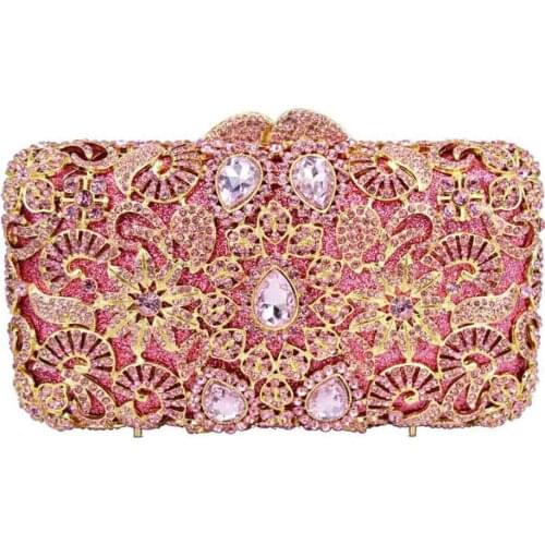 Female Clutch bags Crystal Inlay Decorate Wedding Bridal Evening Bags Monochromatic A502