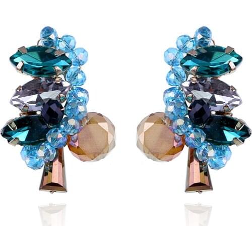 Christmas Trees Stud Earrings for Women and Girls Trendy Crystal Earrings Gold Plated Statement Earrings Party Prom Jewelry