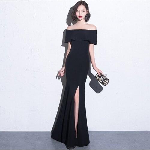 Off Shoulder Burgundy Evening Dress Women Wedding Party Dresses Prom Gown Dubai Long Zipper Bridal Dresses slit Robe De Soiree 2