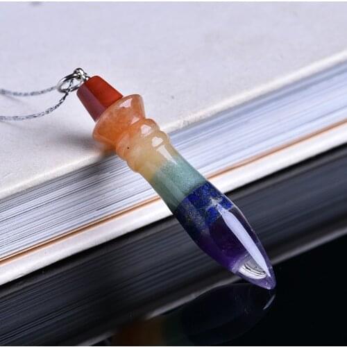 1PC Natural Crystal Colorful Wand Crystal Point Guardian Gemstones Simple and simple Couple decoration Pendant Necklace Pendant