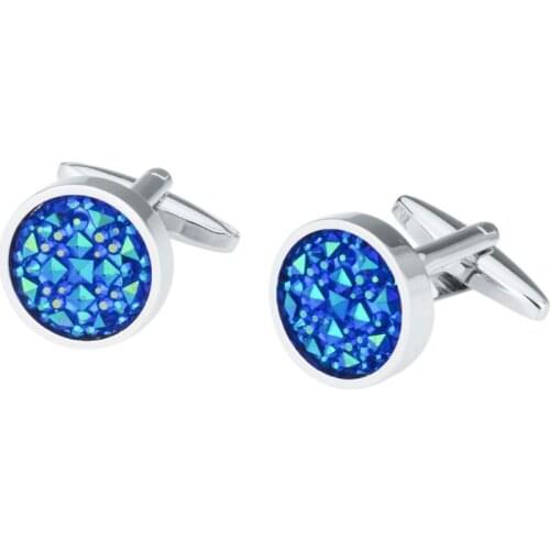 10pairs/lot Elegant Blue Crystal Cufflinks Cuff Links Shirt Cuff Buttons Wedding/Business Style Mens Jewelry Accessory Gift