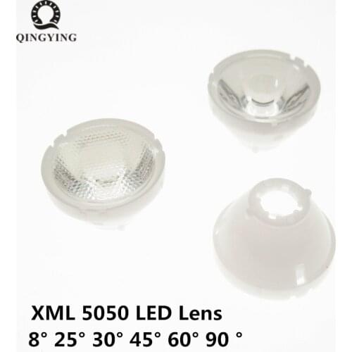 100pcs CREE XML XML2 XHP50 5050 1W 3W 5W 10W LED Lens 21mm White Holder 8/25/30/45/60/90 Degree LED Lens Reflector Collimator