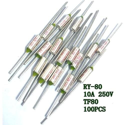 100pcs RY FUSE RY-80 Temperature Fuse RY Tf Heat Protector 80 Degrees 10A250V TF 80 C Temperature Switch 80C Insurance Pipe