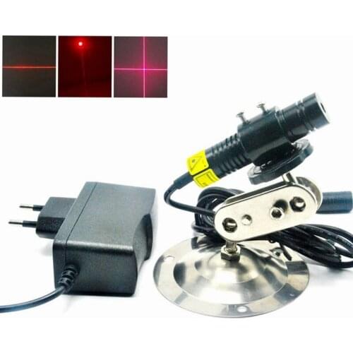16*68mm Focusble 200mW 650nm Red Laser Diode Dot Line Cross Locator Module w 5V 1A Adapter + 16mm Heatsink