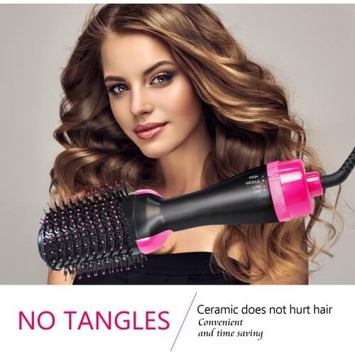 3 in 1 One Step Hair Dryer And Volumizer Hot Air Brush Negative Ion Dryer Straight&Curls Styling Salon Electric Hairdryer Brush