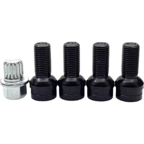 5 Pack Anti-Theft Screws Wheel Lock Nut Adapter Stainless Steel Compatible with VW-Golf Audi-A4 A6 Jetta Magotan Beetle