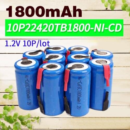 Apexway 10pcs/lot 1800mAh 1.2V NI-CD nicd ni cd Rechargeable Batteries fiee shipping and high quality