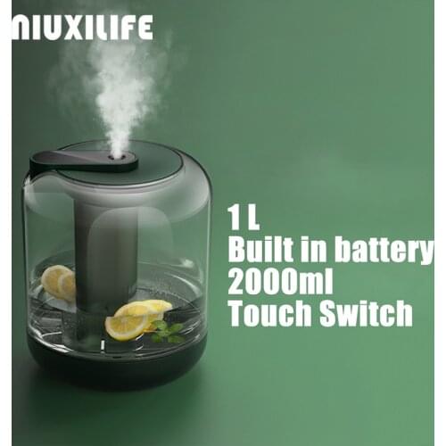 1L Wireless Air Humidifier Ultrasonic Mist Makger Fogger 2000mAh Rechargeable Battery USB Water Diffuser Humidifiers with LED Li