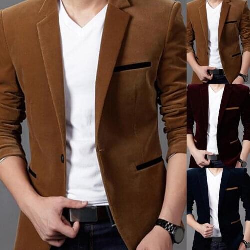 Autumn Winter Blazer Men Jackets Coat Luxury Velvet Men Blazers Long Sleeve Lapel Blazers Men Business Suit Jacket veste homme