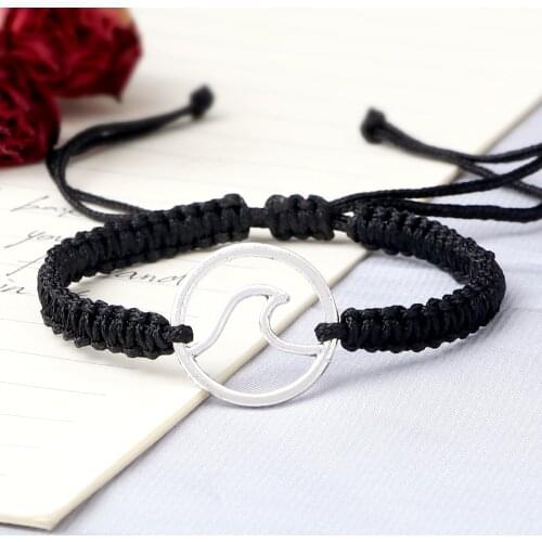 Hot Handmade Adjustable Braided Rope Bracelets Women Charm Ocean Waves Alloy Bracelet & Bangle Lover Wristband Men Jewelry Gift