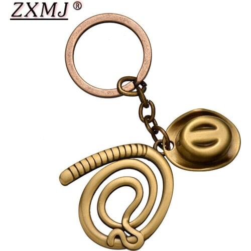 ZXMJ Indiana Jones Keychain keyring Hat & Whip Hot Movie Raiders of The Lost Ark Alloy Cowboy Keychain Chaveiro Jewelry For Fans